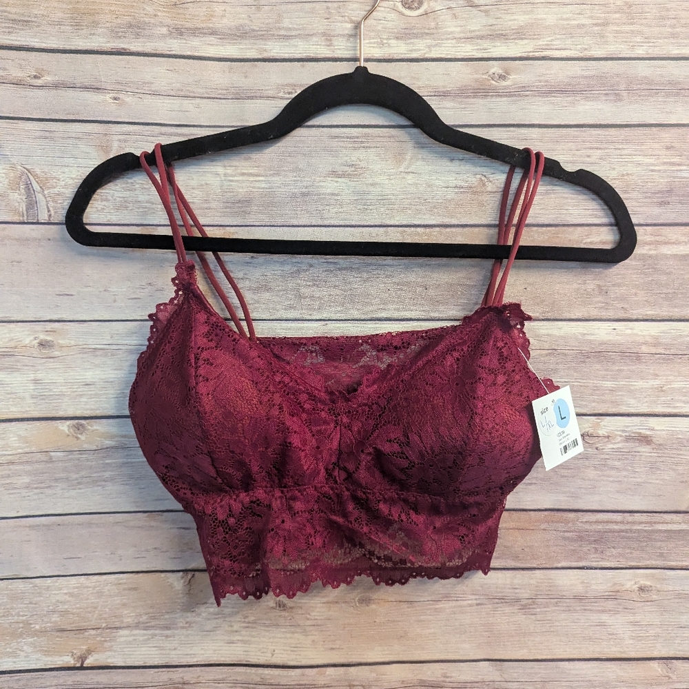 Lace Bralette in Burgundy Size s #E18
